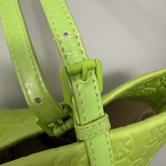 Michael Kors Neon Lime Embossed Logo Leather Tote - Picture 8 of 10